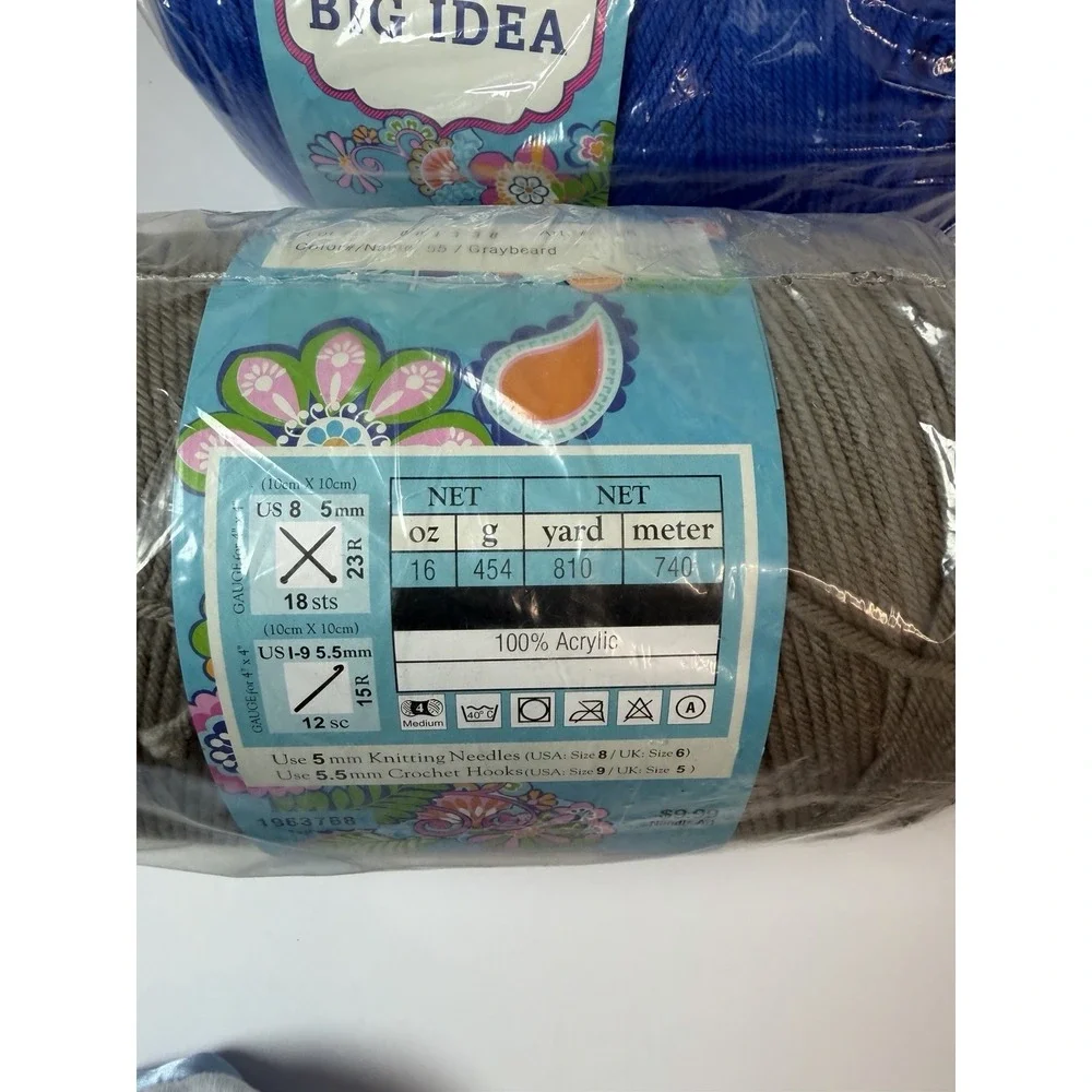 Crafter's Secret Big Idea Acrylic Yarn 2‎ Skeins New 16oz Each